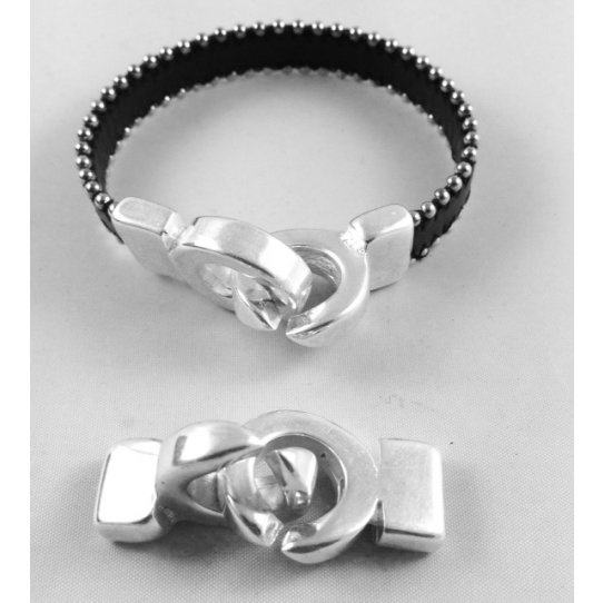 3 Fermoirs crochet pour cuir plat 10mm argent vif