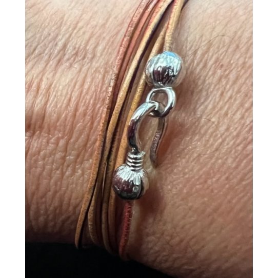 4 fermoirs crochet laiton couleur titan pour cuir fin de 1� 2mm