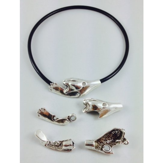 Fermoir aimant� en �tain forme  l�opard pour cuir 5mm rond