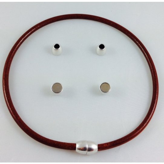 Fermoir aimant� en laiton 5mm pour cuir rond