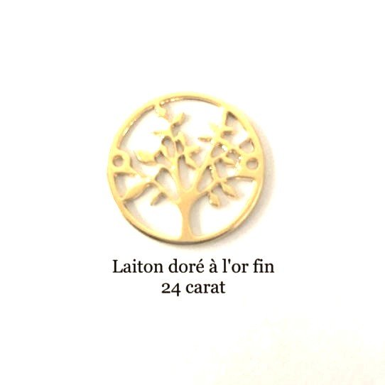 Intercalaire arbre de vie dor� � l'or fin 24 carat