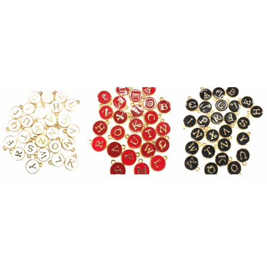 Pendant lettre EMAILLE double face , 3 COULEURS ,  l'unit