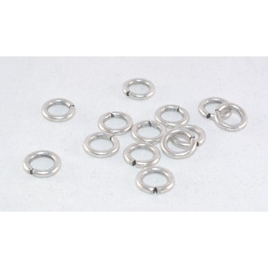 100 brass rings antique silver 9mm