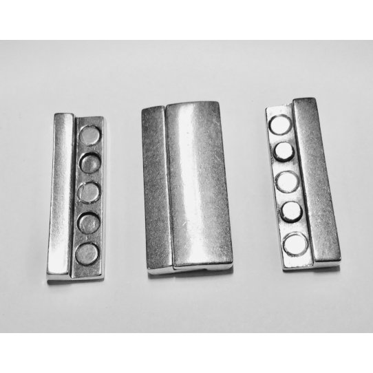 2 Magnetics pewter clasp silver plated 37mm - for multi rank