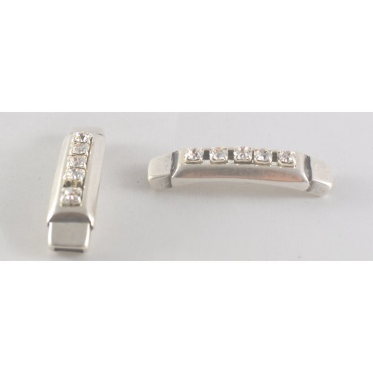 2 Passants avec Swarovski pour cuir 5-6mm