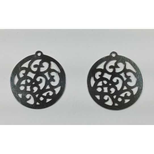 2Pendants - brass plated Arabesque pattern 10 microns French Manufacturing