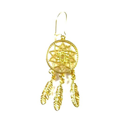 DREAM CATCHER EARRINGS DEPOSITED silver and fine gold plated 24 carat French production