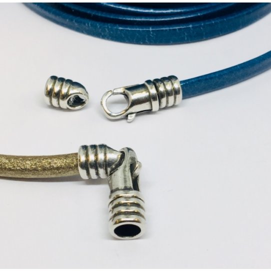 Ferm. mousqueton en laiton pour cuir 5mm rond ou plat pl FR