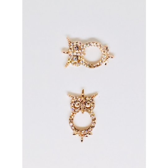 Intercalaire HIBOU en laiton plaqu or rose avec zirconium