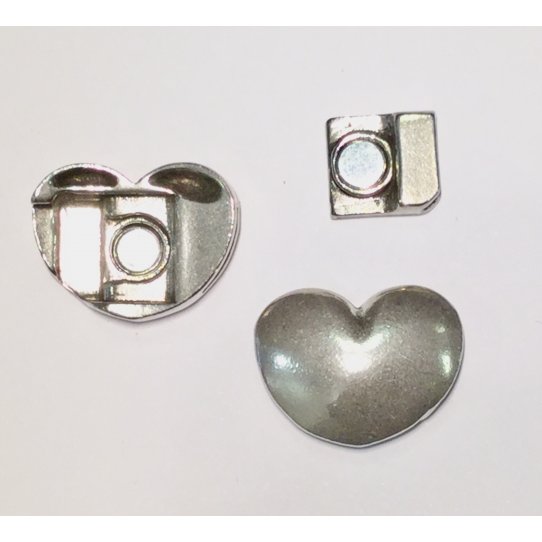Magnetic clasp smooth heart form for leather 10mm