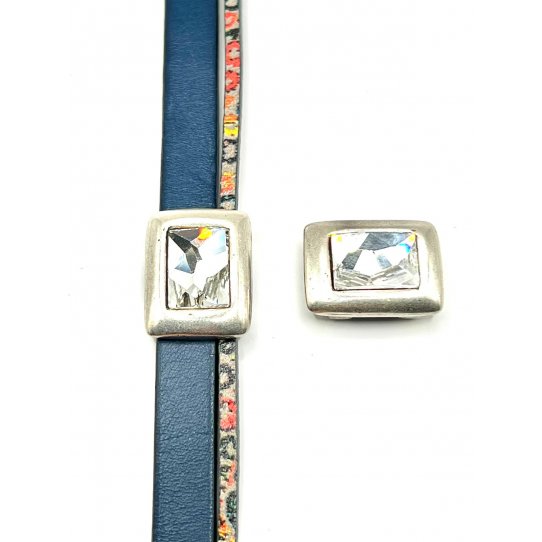 Passant 13mm pour cuir  avec  grand Swarovski 