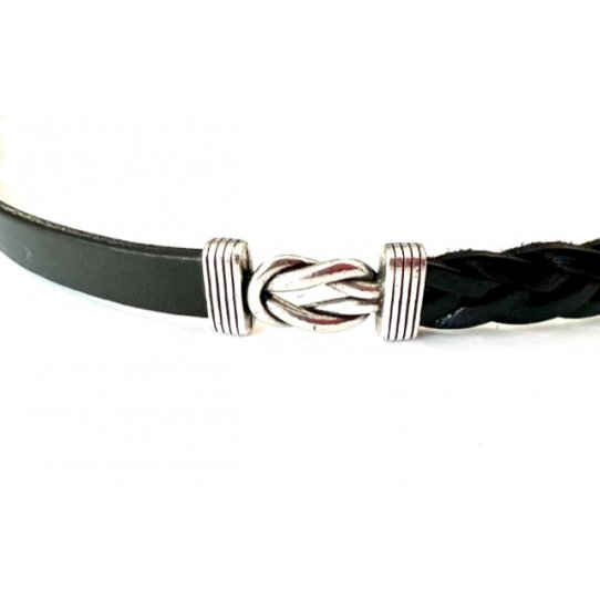 Passant Noeud en tain pl. argent antique pour cuir 10mm