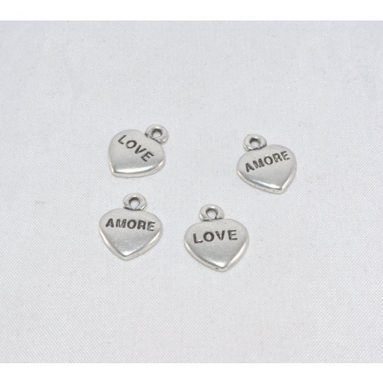 Pendant coeur double face love/amore