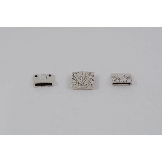 Pewter magnetic clasp for leather 15 mm cracked pattern