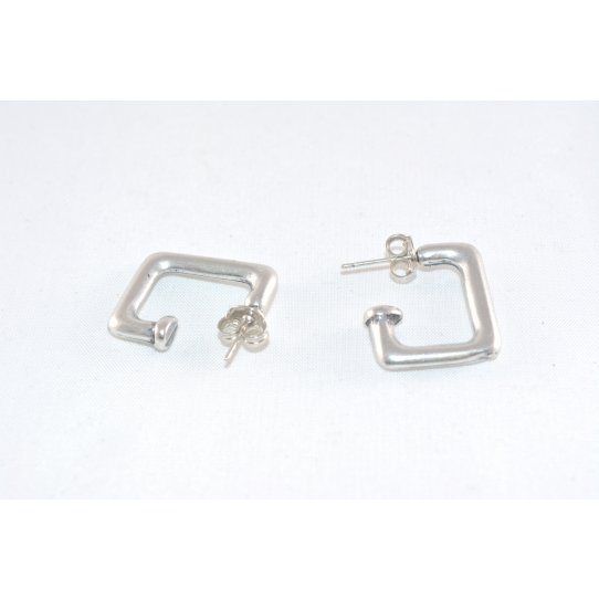 Silver plated square half creole earrings